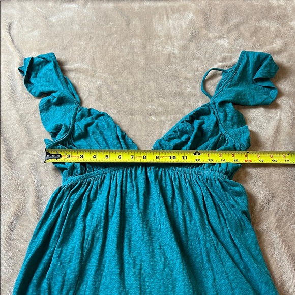 FREE PEOPLE 'Aquamarine' Cotton Teal Blue Flowy Coastal Maxi Dress - Size S - Picture 14 of 15
